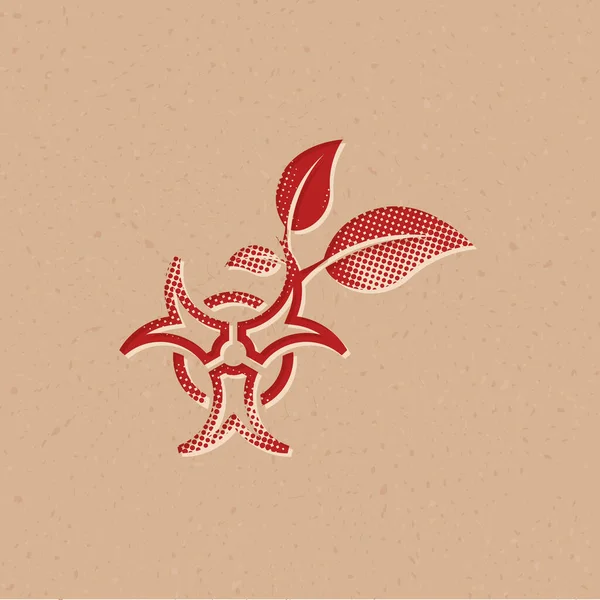 Biohazard Leaves Icon Halftone Style Grunge Background Vector Illustration — Stock Vector