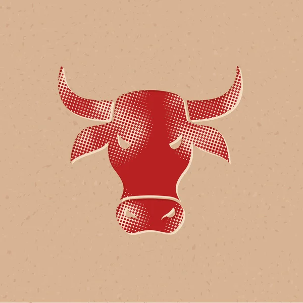 Bullish Icon Halftone Style Grunge Background Vector Illustration — Stock Vector