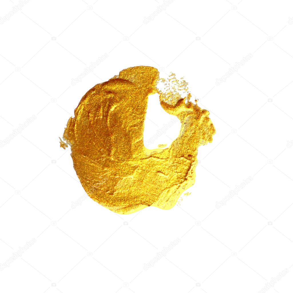 Realistic gold glitter brush. Finger painting. Hand drawing vector illustration.