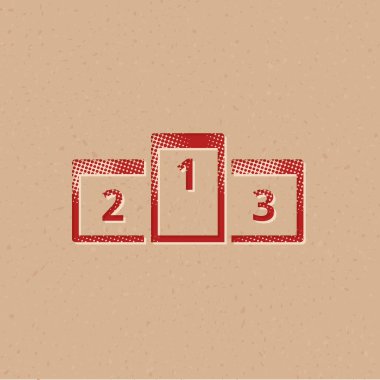 Yarım tonlu spor podyumu ikonu. Grunge arkaplan vektör illüstrasyonu.