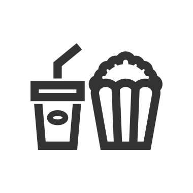 Kalın hatlı bir içecek ikonu. Siyah ve beyaz tek renkli vektör çizimi.