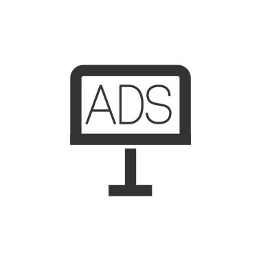 Kalın çizgili işaret simgesi olan ilan ilanı. Siyah ve beyaz tek renkli vektör çizimi.