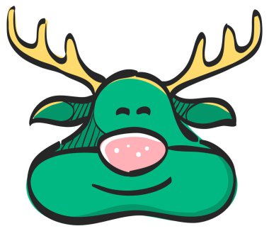 Rudolph, renkli geyik resmi. Noel Baba gezintisi