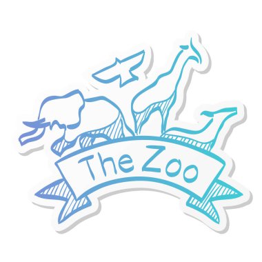 Yapıştırma rengi ile hayvanat bahçesi kapısı simgesi. Hayvan parkı orman safarisi