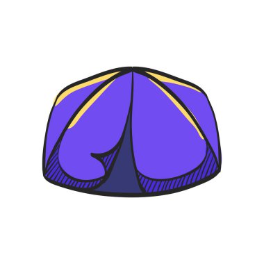 Renkli çadır ikonu. Barınak gezisi yürüyüşü