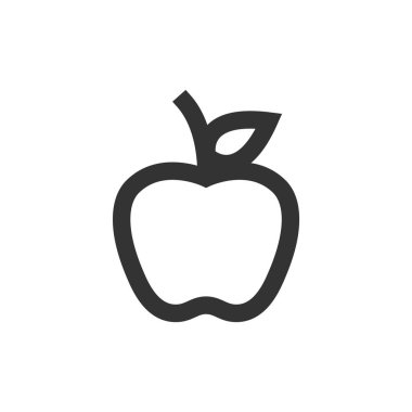 Kalın ana hatlı elma ikonu. Siyah ve beyaz tek renkli vektör çizimi.