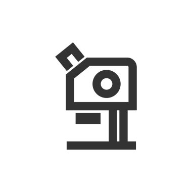 Kalın hatlı mikroskop simgesi. Siyah ve beyaz tek renkli vektör çizimi.