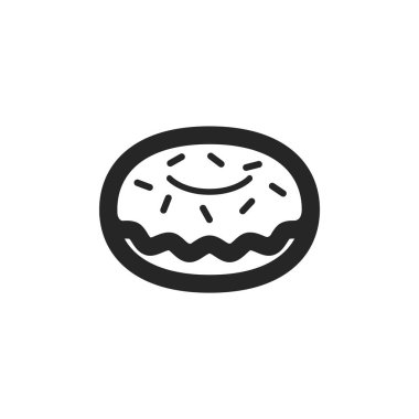 Kalın ana hatlı çörek ikonu. Siyah ve beyaz tek renkli vektör çizimi.