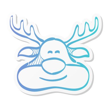 Geyik simgesi Rudolph 'un çıkartma rengi. Noel Baba gezintisi