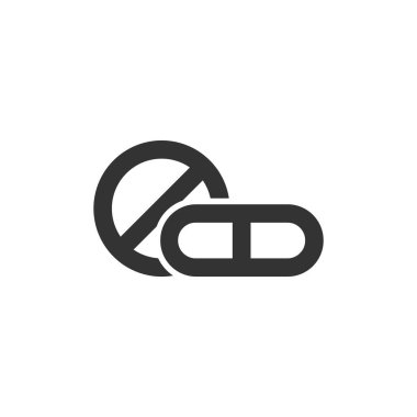 Kalın hatlı hap ikonu. Siyah ve beyaz tek renkli vektör çizimi.