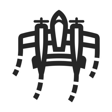 Kalın hatlı klasik Airplane ikonu. Siyah ve beyaz tek renkli vektör çizimi.