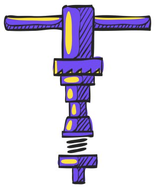 Renkli çizimde bisiklet anahtarı simgesi. Spor ulaşım onarım ekipmanı