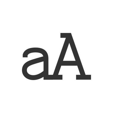 Kalın ana hatlı yazı tipi simgesi. Siyah ve beyaz tek renkli vektör çizimi.