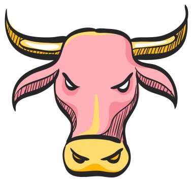 Boğa renkli çizim ikonu. Maliye, spekülasyon, eğilim 