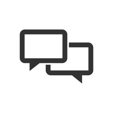 Sohbet işareti simgesi kalın ana hatlarıyla. Siyah ve beyaz tek renkli vektör çizimi.