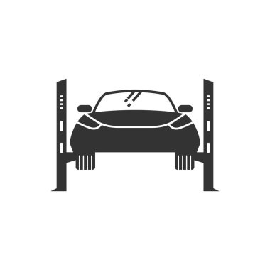 Araba sıçrama simgeleri siyah beyaz. Otomotiv araç bakım servisi. Vektör illüstrasyonları.