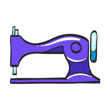 Renk çiziminde klasik dikiş makinesi simgesi. Terzi modası.