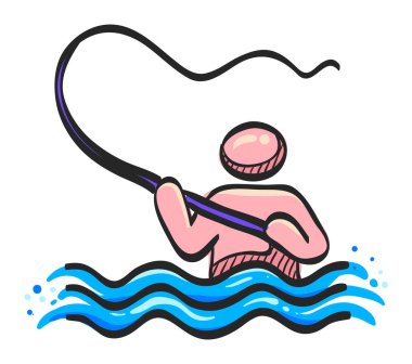 Renk çiziminde balık ikonu. Eğlence amaçlı su, deniz, daha zengin göl sineği.