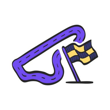 Renk çiziminde yarış devresi simgesi. Sport taşıma aracı şeridi