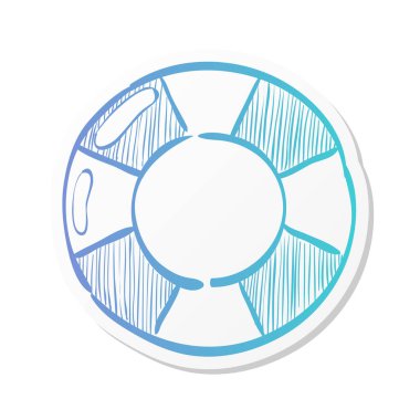 Etiket renginde halka şamandıra simgesi. Güvenli ekipman. Deniz suyu boğuluyor.