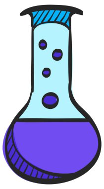 Renk çiziminde test tüpü simgesi. Laboratuvar tıbbı eczane ilacı aşı serumunun yarısı