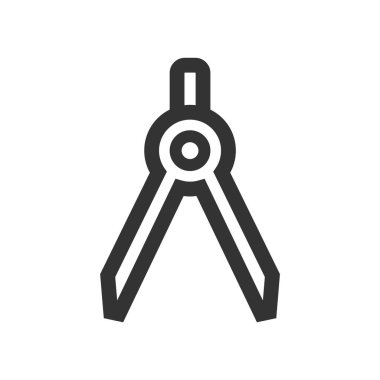 Kalın ana hatlı pusula simgesi çiziliyor. Siyah ve beyaz tek renkli vektör çizimi.