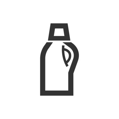 Deterjan şişesi simgesi kalın ana hatlarıyla. Siyah ve beyaz tek renkli vektör çizimi.