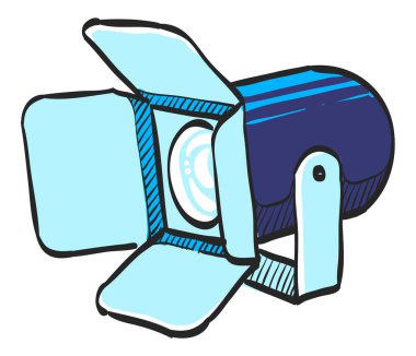 Renkli çizimde stüdyo ışıklandırma simgesi. Fotoğraf konseri enstrümanı lamba halojen