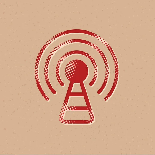 Піктограма Podcast Півтоновому Стилі Гранжевий Фон Векторні Ілюстрації — стоковий вектор