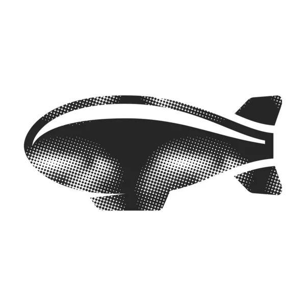 Airship Icon Halftone Style Black White Monochrome Vector Illustration — Stock Vector