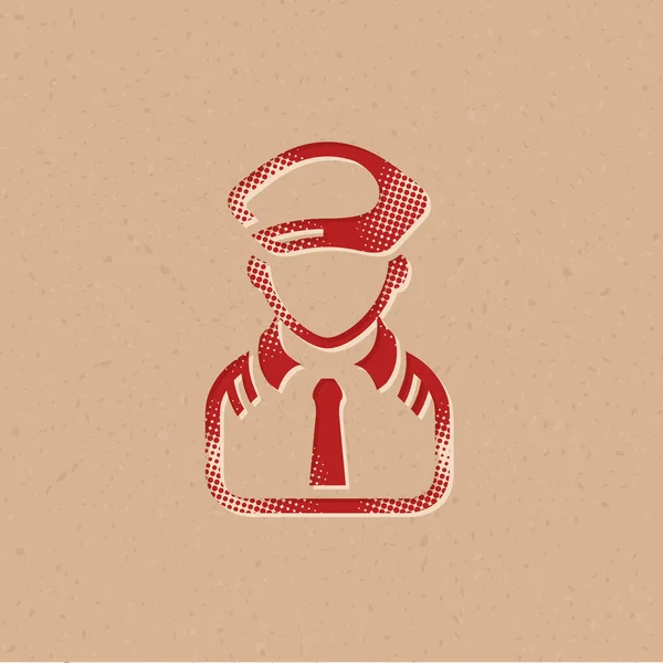 Icono Piloto Avatar Estilo Semitono Grunge Fondo Vector Ilustración — Archivo Imágenes Vectoriales