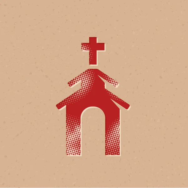 Icona Della Chiesa Stile Mezzitoni Grunge Sfondo Vettoriale Illustrazione — Vettoriale Stock