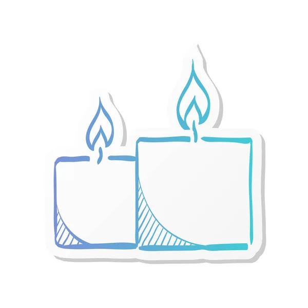 Candles Icon Sticker Color Style Light Memorial Fire — Stock Vector