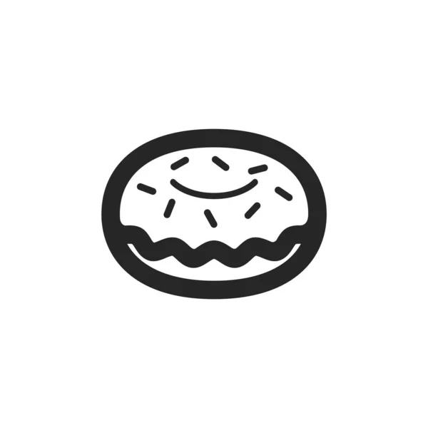 Donuts Icon Thick Outline Style Black White Monochrome Vector Illustration — Stock Vector