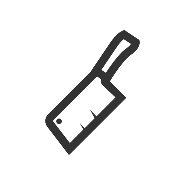 Ikona Noża Rzeźnickiego Grubym Zarysie Czarno Biały Monochromatyczny Wektor Ilustracja — Wektor stockowy