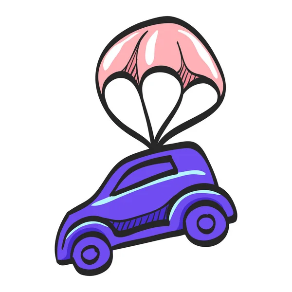 Ícone Paraquedas Carro Desenho Cores Protecção Dos Seguros Transporte Investimento —  Vetores de Stock