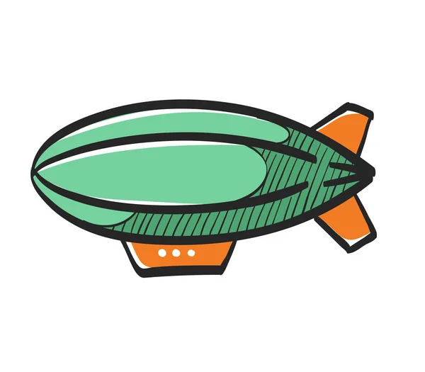 Luftskepp Ikon Färg Ritning Varmluftsballong Zeppelin — Stock vektor