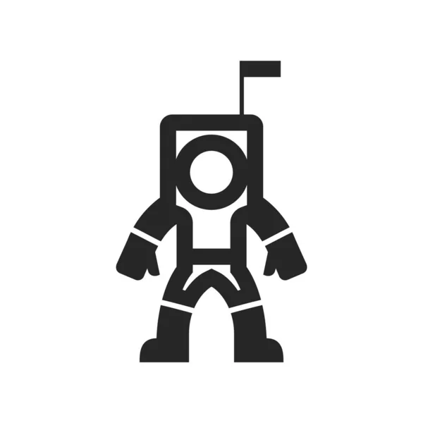 Astronaut Icon Thick Outline Style Black White Monochrome Vector Illustration — Stock Vector