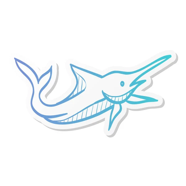 Fisch Symbol Stickerfarbenstil Meerestiere Tier Niedliche Haustiere — Stockvektor