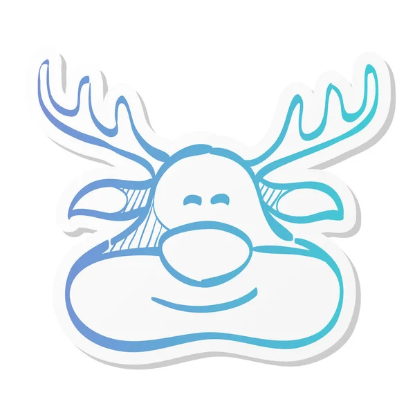 Rudolph Icono Alce Estilo Color Etiqueta Navidad Animal Santa Paseo — Vector de stock