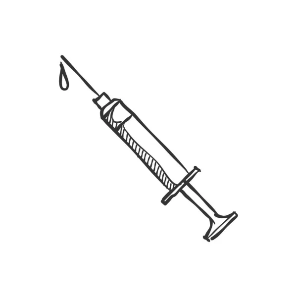 Syringe Icon Sketch Style Medical Vector Illustration — Stock Vector