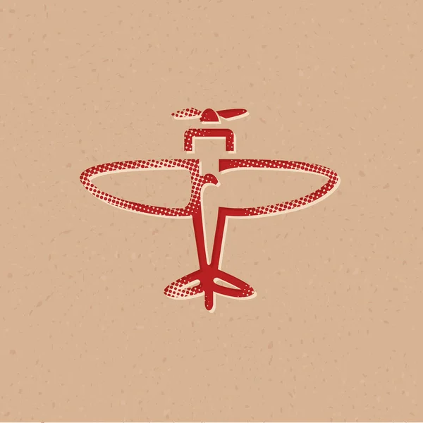 Icône Avion Vintage Demi Teinte Illustration Vectorielle Fond Grunge — Image vectorielle