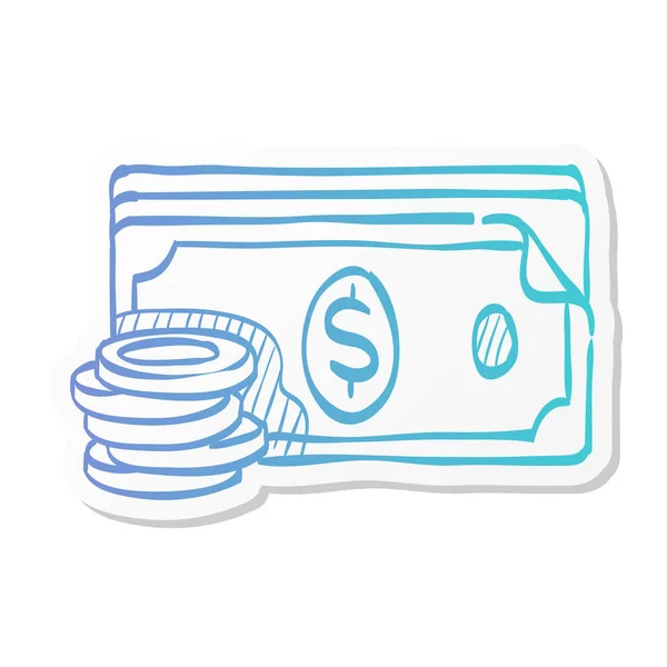 Icône Argent Dans Style Couleur Autocollant Finance Richesse Pièces Bancaires — Image vectorielle