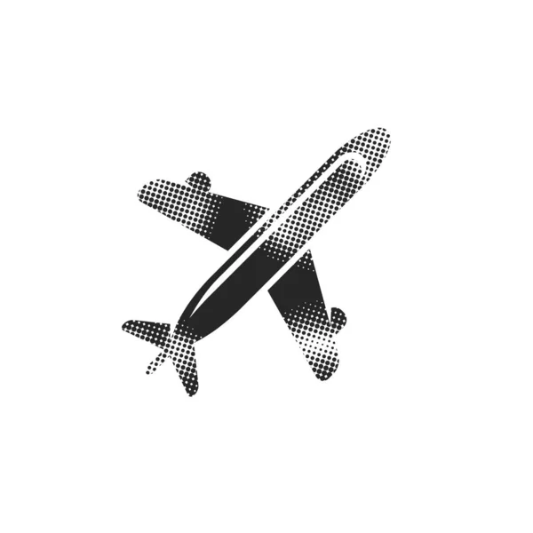 Icône Avion Demi Teinte Illustration Vectorielle Monochrome Noir Blanc — Image vectorielle