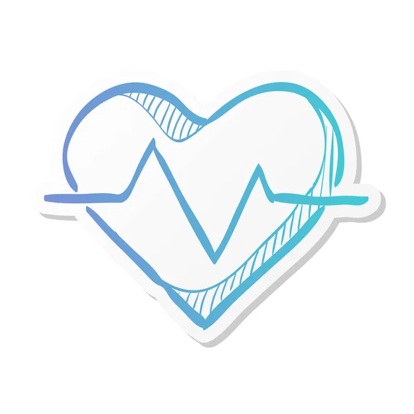 Heart Rate Icon Sticker Color Style Human Pulse Line Beep — Stock Vector