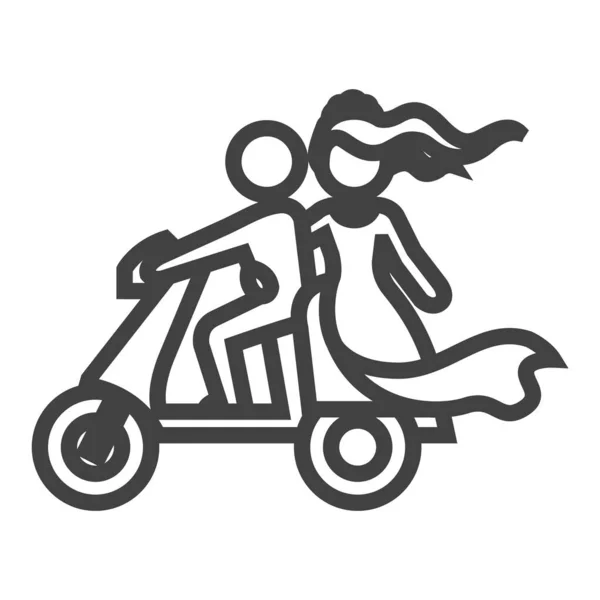 Wedding Scooter Icon Thick Outline Style Black White Monochrome Vector — Stock Vector