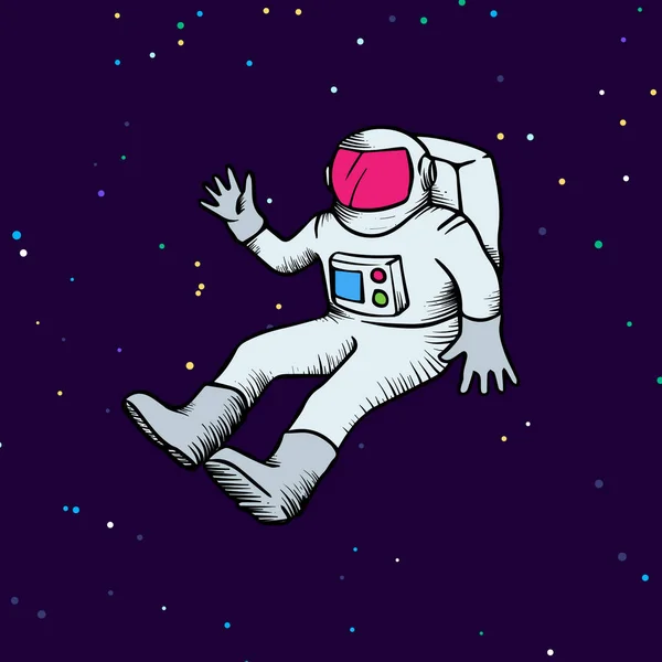 Astronot Çizimi Taslak Vektör Çizimi — Stok Vektör