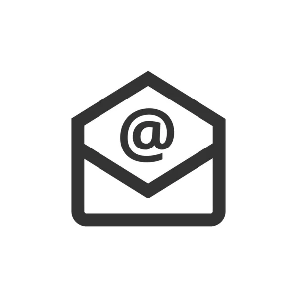 太いアウトラインスタイルの電子メールアイコン 白黒のモノクロームベクトルイラスト — ストックベクタ