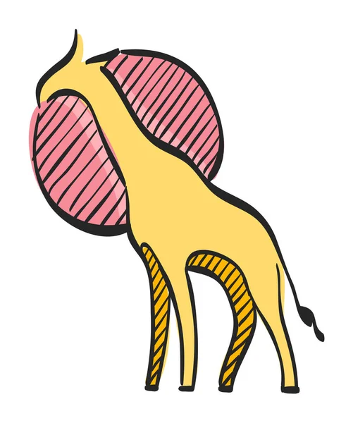 Zürafa Renkli Çizim Ikonu Hayvan Memeli Otçul Afrika Nın Savanası — Stok Vektör