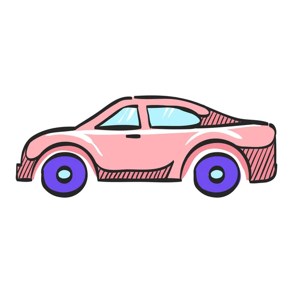 Icono Del Coche Dibujo Color Sedán Automotriz Lujo Velocidad Comodidad — Archivo Imágenes Vectoriales